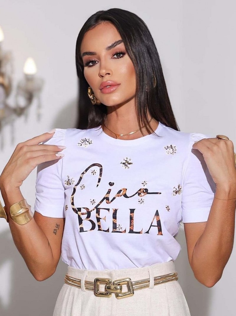 T-Shirt Malha Ciao Bella Luzia Fazzolli