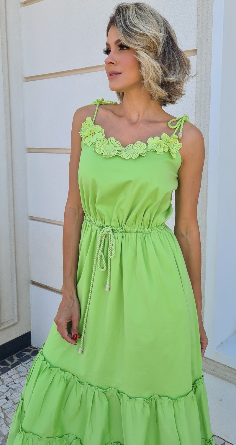 Vestido Tricoline Verde Luzia Fazzolli
