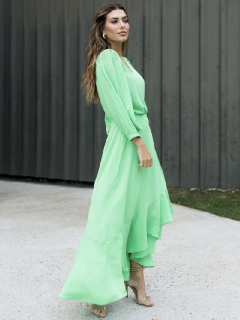 Vestido Crepe Verde Jade Luzia Fazzolli