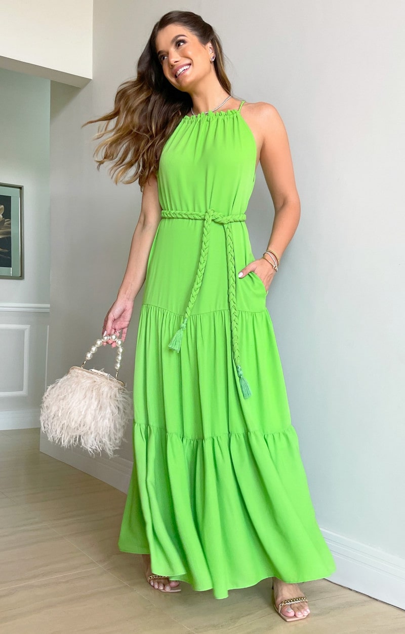 Vestido Crepe Verde Luzia Fazzolli