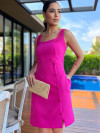 Vestido Aplicação na Alça Pink Luzia Fazzolli