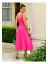 Vestido Alfaiataria Godê Com Recortes Pink Luzia Fazzolli